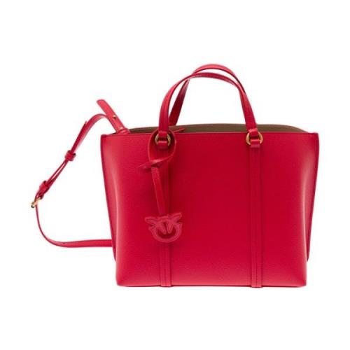 Pinko Röd Klassisk Läder Shopper Väska Red, Dam