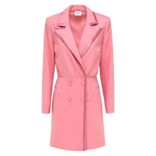 MVP wardrobe Peak Lapel Wool Mini Dress Pink, Dam