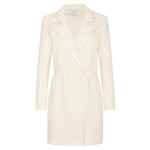 MVP wardrobe Peak Lapel Wool Mini Dress White, Dam