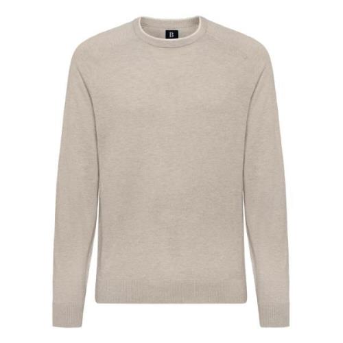 Boggi Milano Cotton, Silk och Cashmere Crew Neck Jumper Beige, Herr