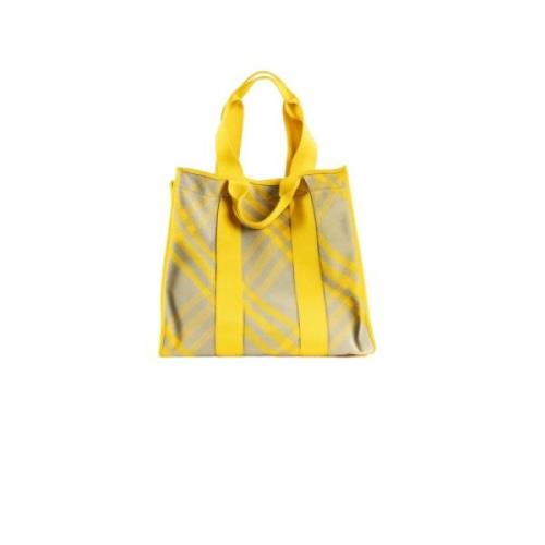 Burberry Gul Check Shopper XL Toteväska Yellow, Dam