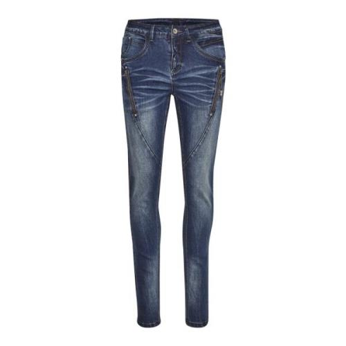 Cream Skinny Jeans Blue, Dam