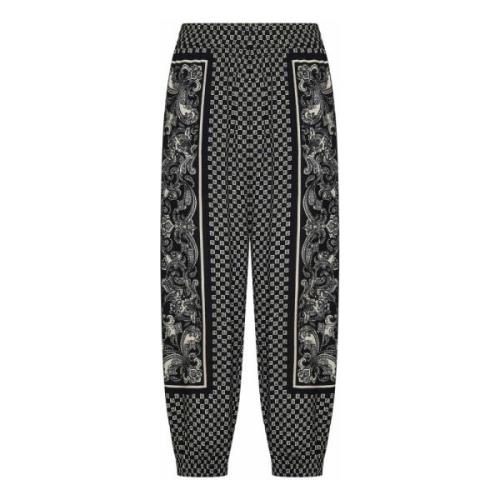 Balmain Svarta Viskos Avslappnade Byxor med Mini Monogramtryck Black, ...