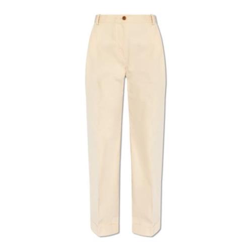 Maison Kitsuné Veckad framsida byxor Beige, Dam