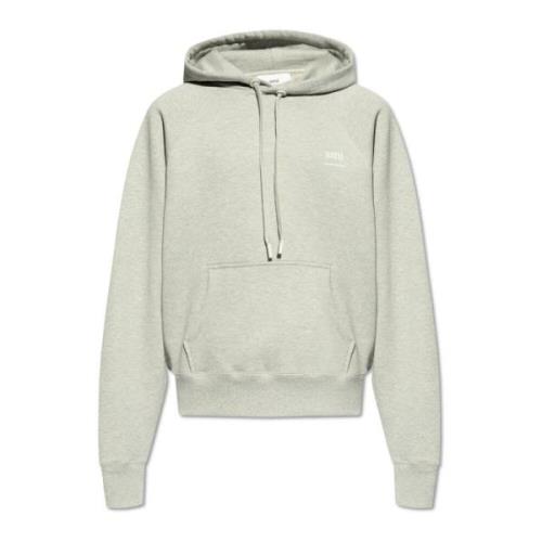 Ami Paris Hoodie med logotyp Gray, Herr