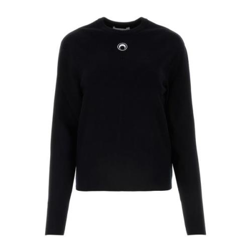 Marine Serre Round-neck Knitwear Black, Dam