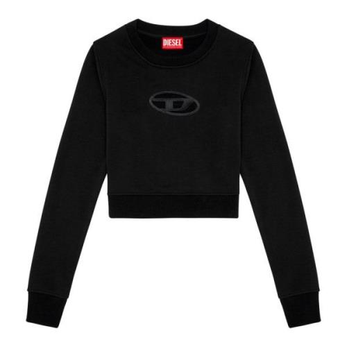 Diesel Beskuren sweatshirt med urklippt logotyp Black, Dam