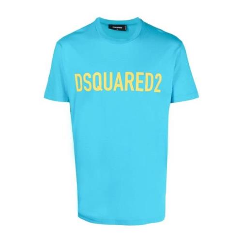 Dsquared2 Italiensk Bomull Designer T-shirt för Män Blue, Herr