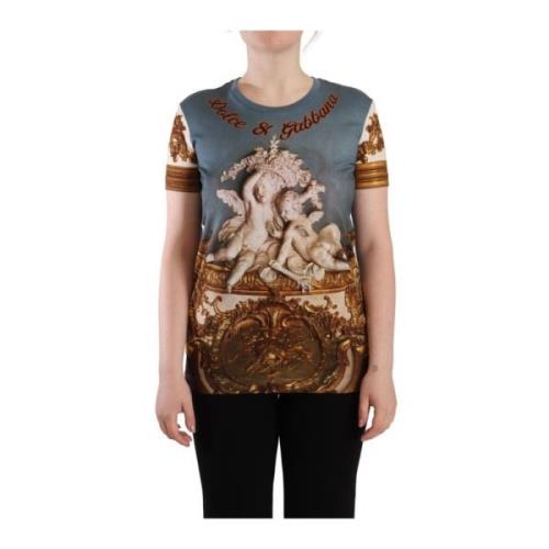 Dolce & Gabbana Ängeltryck Bomull T-shirt Multicolor, Dam