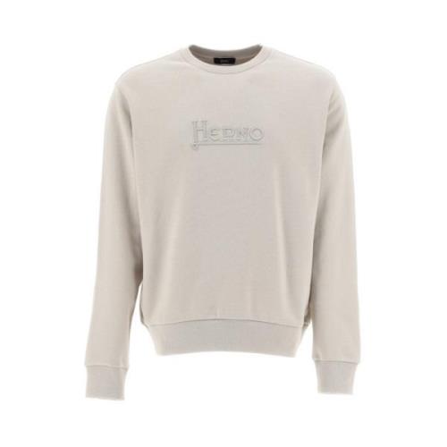 Herno Broderad Bomullsweatshirt Regular Fit Gray, Herr