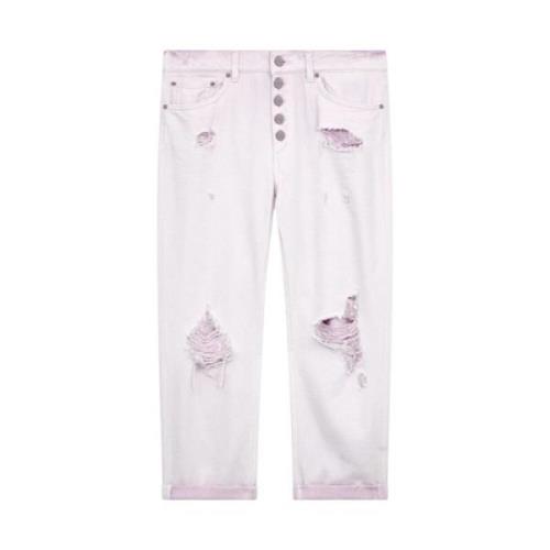 Dondup Loose fit bull denim jeans med juvelknappar Pink, Dam