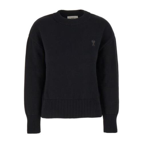 Ami Paris Round-neck Knitwear Black, Dam