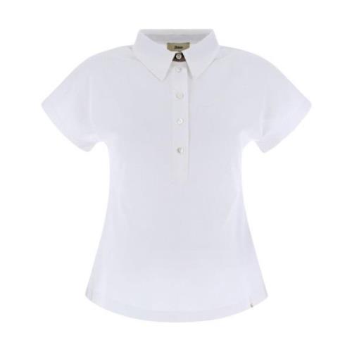 Herno Bomull Interlock Polo med Monogram White, Dam