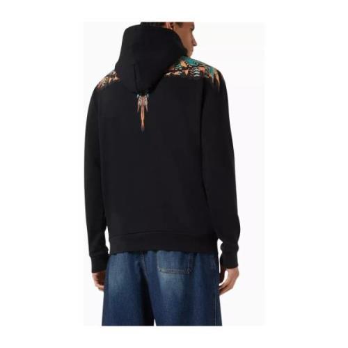 Marcelo Burlon Grizzly Wings Regular Hoodie Svart Orange Black, Herr