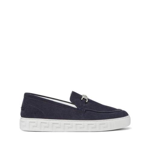 Versace Marinblå Slip-On Medusa Plaque Blue, Herr