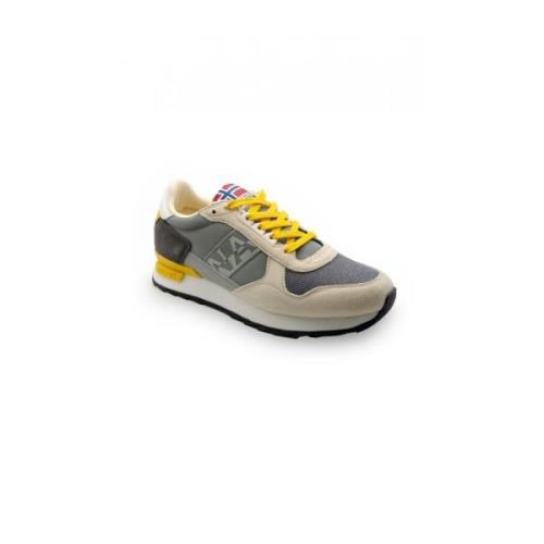 Napapijri Grå och beige lädersneakers S4Stab01/Nys Multicolor, Herr