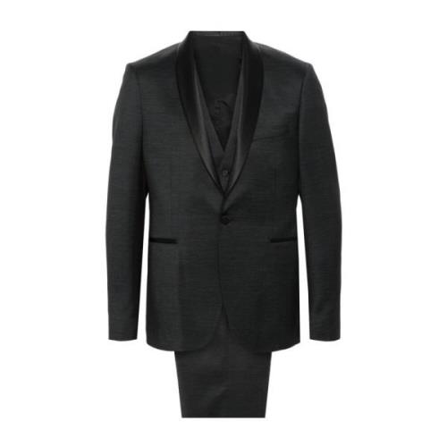 Tagliatore Single Breasted Suits Black, Herr