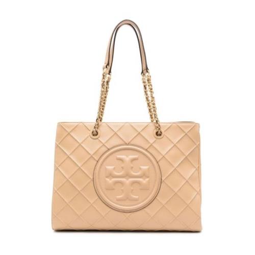 Tory Burch Beige Fleming Läder Toteväska Beige, Dam