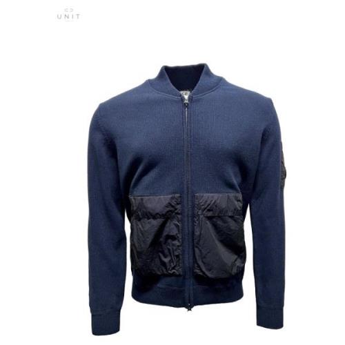 C.p. Company Marinblå Bomull Cardigan Jacka Blue, Herr