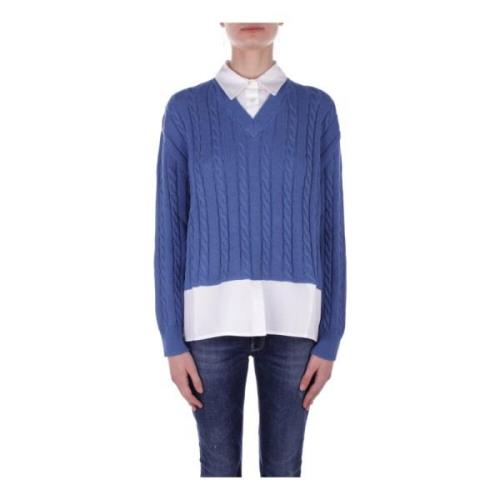 Semicouture V-neck Knitwear Blue, Dam