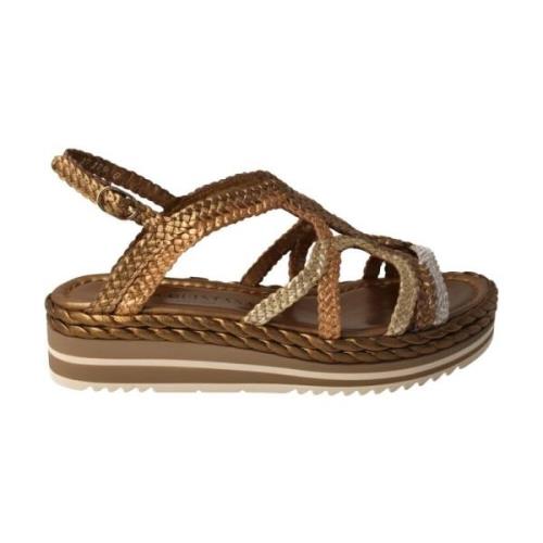 Pons Quintana Handvävd Metallisk Koppar Sandal Brown, Dam