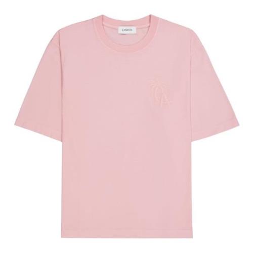 Laneus Rosa Palm Logo Bomull T-shirt Pink, Unisex