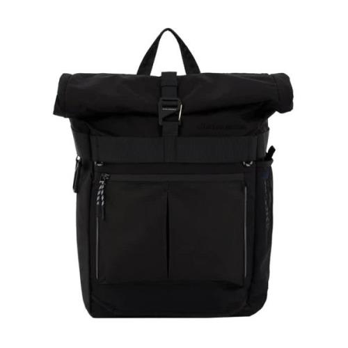 Piquadro Roll-Top Cykelryggsäck Datorhållare Black, Unisex