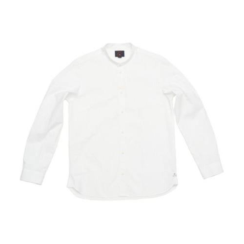 Blue de Gênes Randig jacquard skjorta i vitt White, Herr