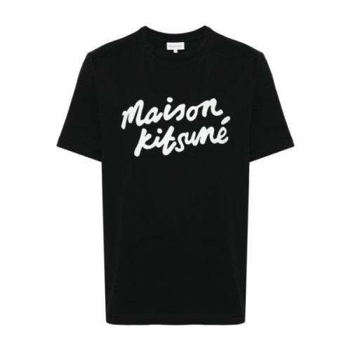 Maison Kitsuné Logo Print Svart T-shirt Black, Herr