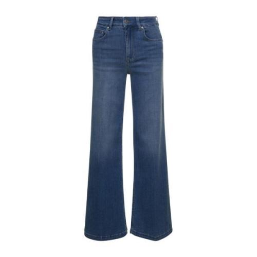 Liu Jo Blå Denim Flare Hög Midja Jeans Blue, Dam