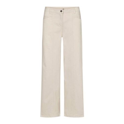 LauRie Wide Trousers Beige, Dam