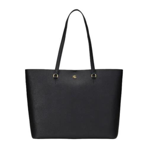 Ralph Lauren Svart Läder Karly Tote Väska Black, Dam