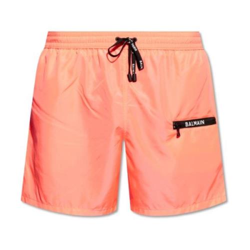 Balmain Badshorts med logotyp Pink, Herr