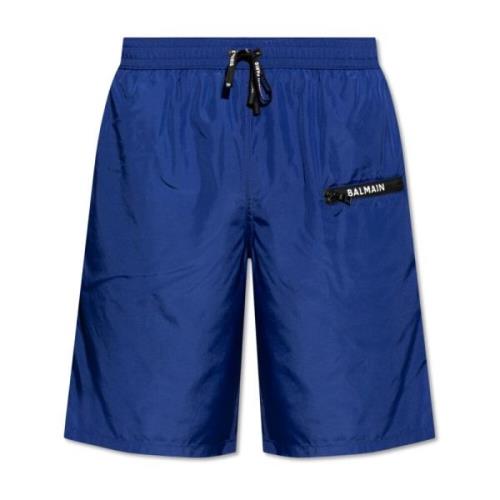 Balmain Badshorts med logotyp Blue, Herr