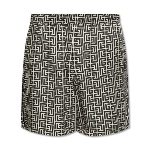 Balmain Shorts med monogram Black, Herr