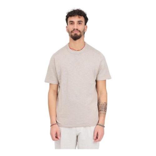 Selected Homme Beige Linne Crew Neck T-shirt Beige, Herr