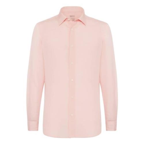 Boggi Milano Regular Fit Tencel Linneskjorta Pink, Herr