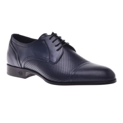 Baldinini Lace-up in dark blue perforated calfskin Blue, Herr