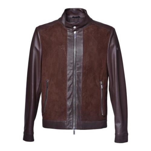 Baldinini Jacket in dark brown nappa and suede Brown, Herr