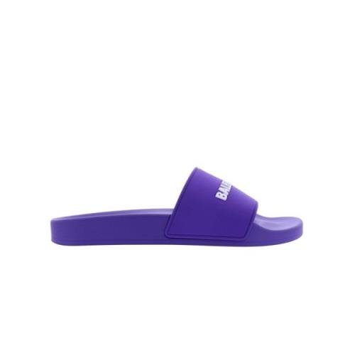 Balenciaga Lila Logo Pool Slides Purple, Dam