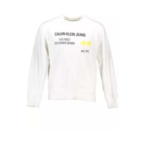 Calvin Klein Vit Bomullströja med Logotryck White, Herr