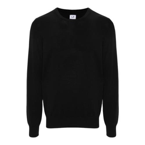 C.p. Company Svart Bomull Crepe Tröja med Linser Black, Herr