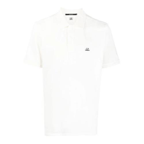 C.p. Company Vit Bomullspolo med Logo White, Herr