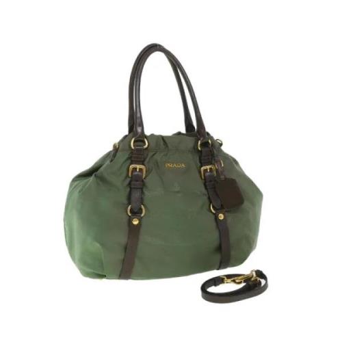 Prada Vintage Pre-owned Nylon handvskor Green, Dam