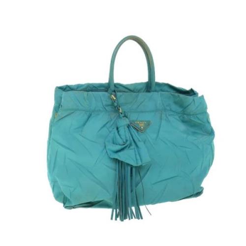 Prada Vintage Pre-owned Nylon handvskor Blue, Dam