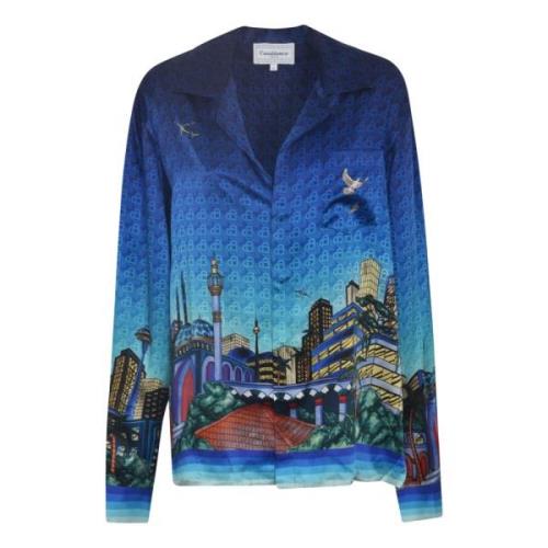 Casablanca Silkesskjorta med nattvy Blue, Dam