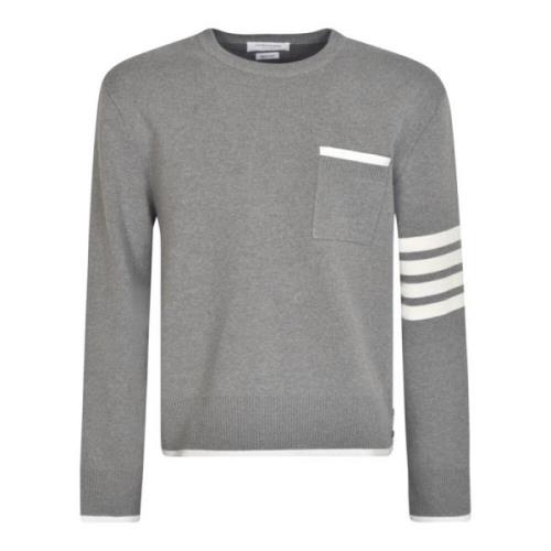 Thom Browne Ljusgrå 4-Bar Randig Sweatshirt Gray, Herr