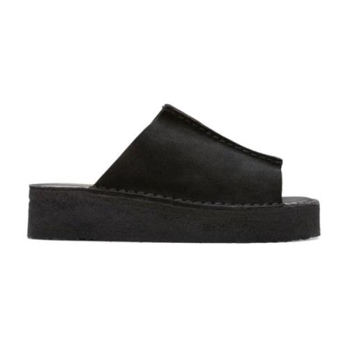 Clarks Originals Wedge Slide Svarta Skor Black, Dam