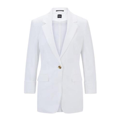 Hugo Boss Modern Linne Blazer Jasena Vit White, Dam