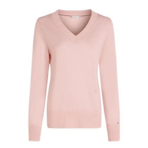 Tommy Hilfiger V-neck Knitwear Pink, Dam